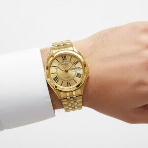 NWT Authentic Seiko 5 Automatic Gold Dial Men's Watch